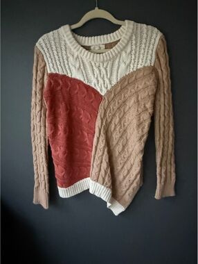 PROMESA Colorblock Cable Knit Sweater S/M